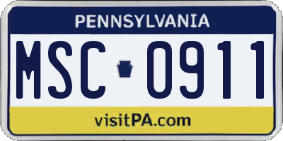 PA license plate MSC0911