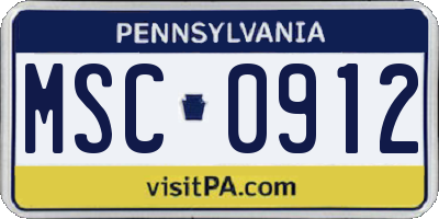 PA license plate MSC0912
