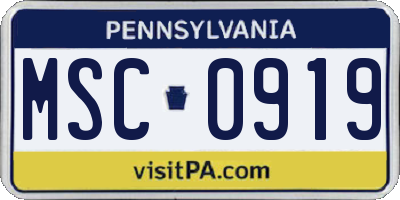 PA license plate MSC0919