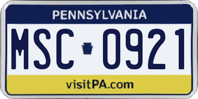 PA license plate MSC0921