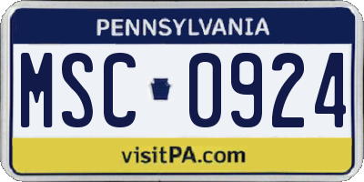 PA license plate MSC0924