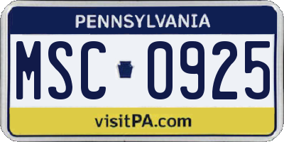 PA license plate MSC0925