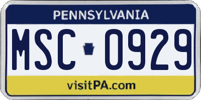 PA license plate MSC0929