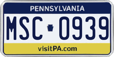 PA license plate MSC0939