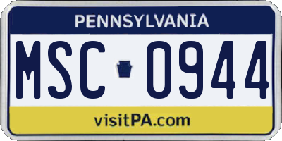 PA license plate MSC0944