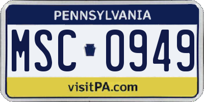PA license plate MSC0949
