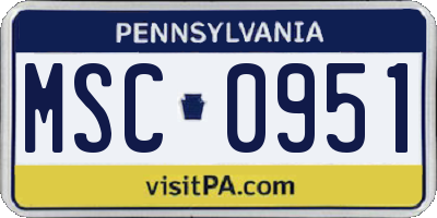 PA license plate MSC0951