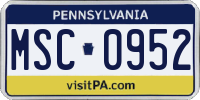 PA license plate MSC0952