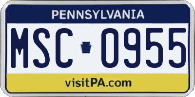 PA license plate MSC0955