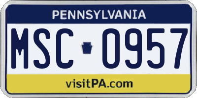 PA license plate MSC0957