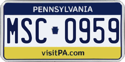 PA license plate MSC0959