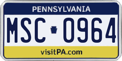 PA license plate MSC0964