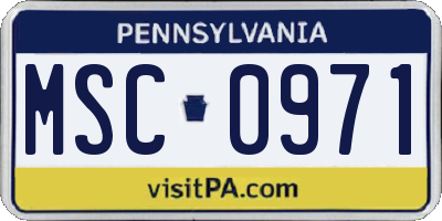 PA license plate MSC0971