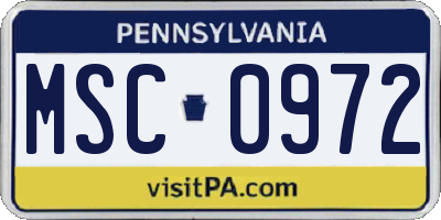 PA license plate MSC0972