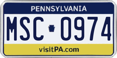 PA license plate MSC0974