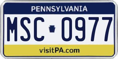 PA license plate MSC0977