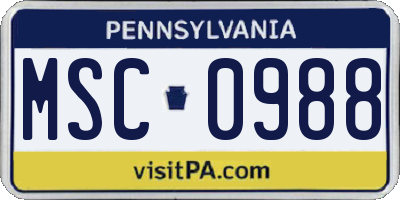 PA license plate MSC0988