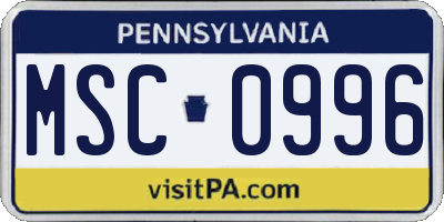 PA license plate MSC0996