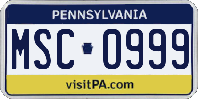 PA license plate MSC0999