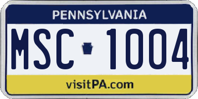PA license plate MSC1004