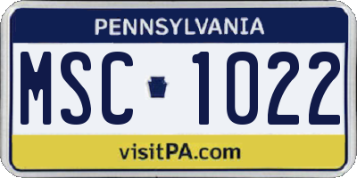 PA license plate MSC1022