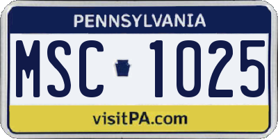 PA license plate MSC1025