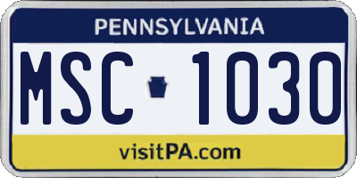PA license plate MSC1030