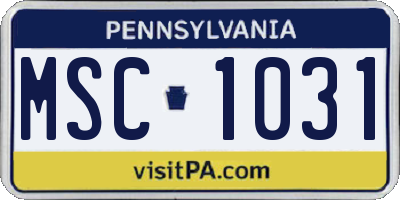 PA license plate MSC1031