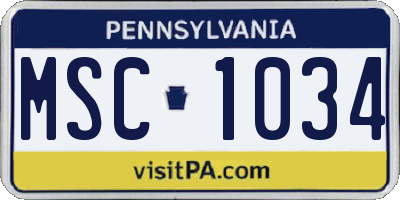 PA license plate MSC1034
