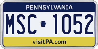 PA license plate MSC1052