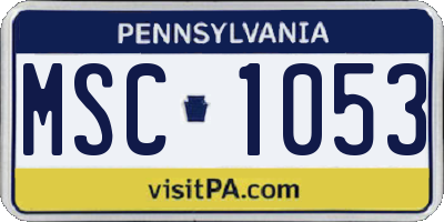 PA license plate MSC1053
