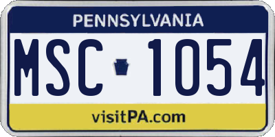 PA license plate MSC1054