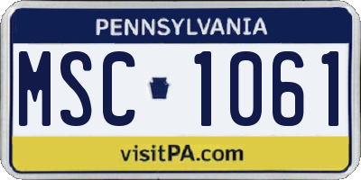 PA license plate MSC1061