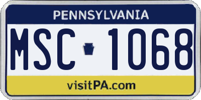 PA license plate MSC1068