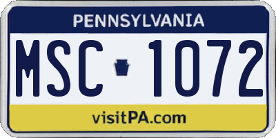 PA license plate MSC1072