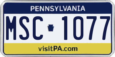 PA license plate MSC1077