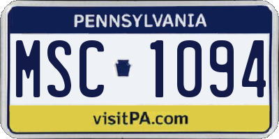 PA license plate MSC1094