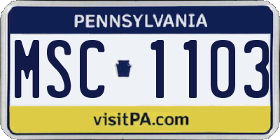 PA license plate MSC1103