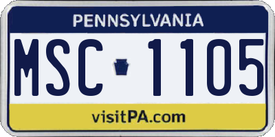 PA license plate MSC1105