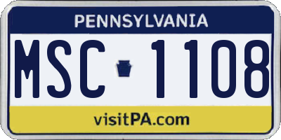 PA license plate MSC1108
