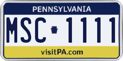 PA license plate MSC1111