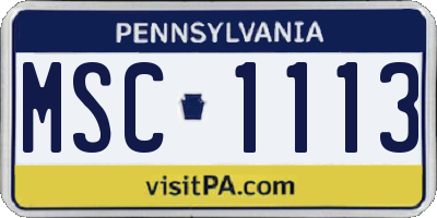 PA license plate MSC1113