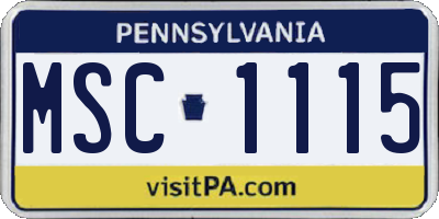 PA license plate MSC1115