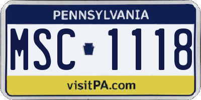PA license plate MSC1118