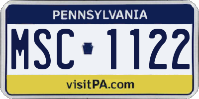 PA license plate MSC1122