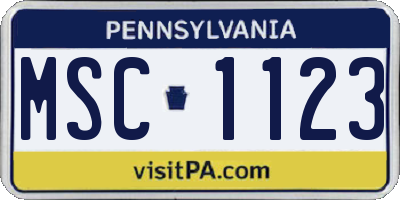 PA license plate MSC1123