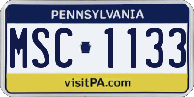 PA license plate MSC1133