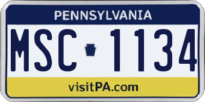 PA license plate MSC1134