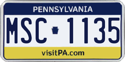 PA license plate MSC1135