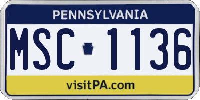 PA license plate MSC1136